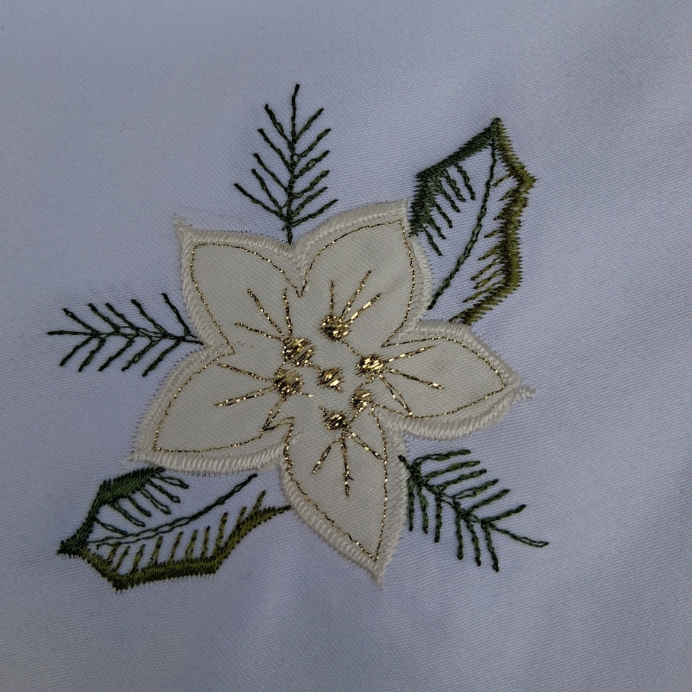 White and Red Holiday Napkins with Floral Design Set Of 4 - Picture 3 of 9